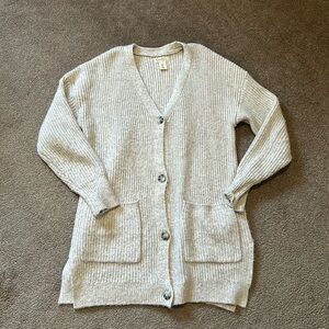 Beige and Grey Knit Cardigan